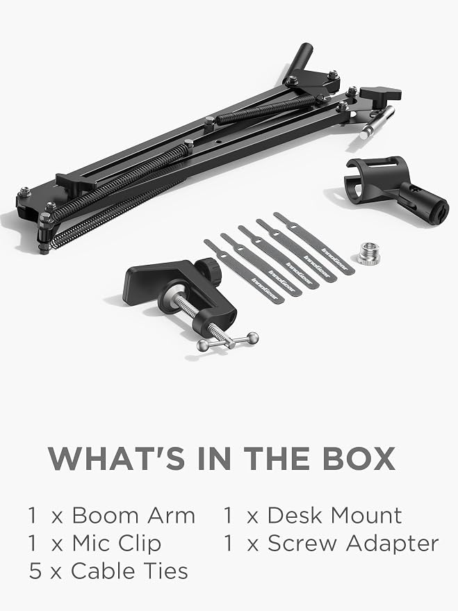 InnoGear Boom Arm Microphone Mic Stand for Blue Yeti Fifine HyperX, Black | Desk Mount, Desktop Stands, Adjustable Reach, Rotate Fully, Folds Away Compactly, for Gaming, Streaming or Recording - Image 8