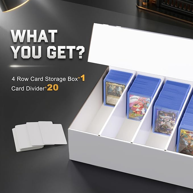 ZLCA 4 Row Trading Card Storage Box, 3200+ Standard Card 700+ Top Loader | Cardboard Storage Box with 20 Dividers, Bulk Card Storage Box for Top Loader MTG TCG PTCG Baseball Sports Card - Image 5