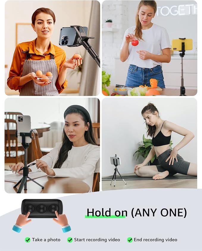 Fingertip Bluetooth Remote Control TIK TOK Wireless Page Turner TYUOBOX Camera Remote Shutter Selfie Button Controller with Charging Case for iPhone Android Ipad Cell Phone (Black) - Image 4