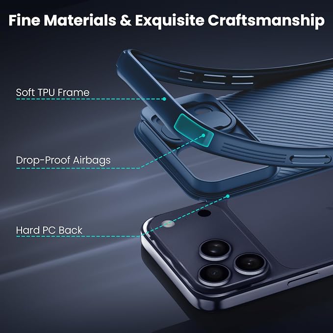 Nillkin for iPhone 17 Pro Max Case with Slide Camera Cover & Thin Slim Fit | Shockproof Protective | Protector Privacy | Phone Case Camera Lens Protector, Blue - Image 7