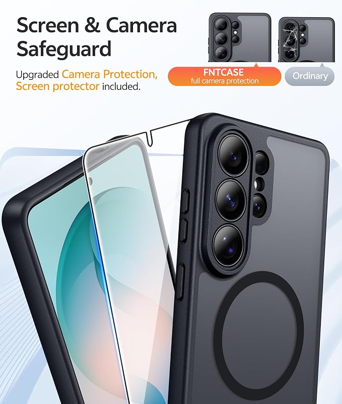 FNTCASE for Samsung Galaxy S26 Ultra Case, Compatible with Magsafe Black | Screen Protector, Full Camera Protection, Translucent Matte, 14FT Military Grade Drop Proof, Protective Phone Cover - Image 4