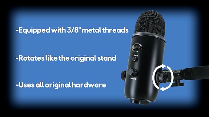 Blue Yeti Microphone Mount 3/8" Adapter, Boom Arm Attachment, Durable Mounting Threads, Microphone Holder, Slim Profile (Orange) - Image 3