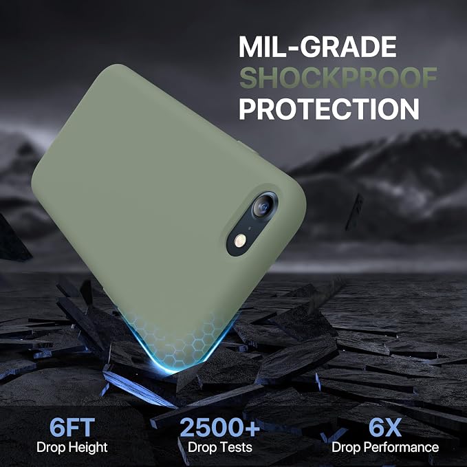 miracase Ultra Slim Designed for iPhone SE Case 2022(3rd Gen)/iPhone SE 2020 Case(2nd Gen)/iPhone 7 Case/iPhone 8 Case with Screen Protector, Multi-Color Silicone Shockproof Phone Case Patina Green - Image 3