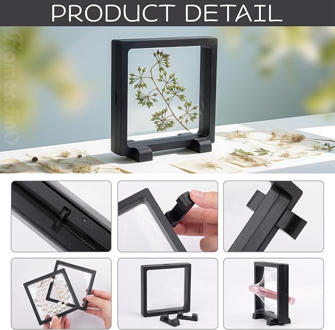 Framendino, 4 Pack Black 3D Floating Frame Display Case Challenge Coin Holder Stands 4.3x4.3x0.8 Jewelry Storage Box for AA Medallion Shells - Image 4