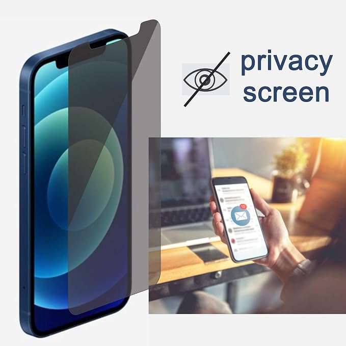 Ailun Privacy Screen Protector+Camera Lens Protector for iPhone 12 Pro | 2+2 Pack, 6.1 inch, Anti Spy Private Tempered Glass Film, HD - Image 2