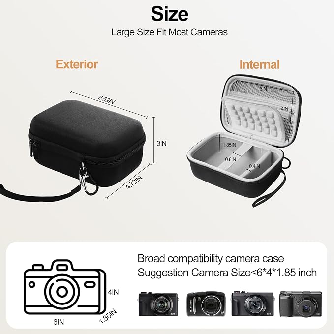 EMART Digital Camera Case, Small Camera Bag Fit Size<6"x4"x1.85" for Kodak. | Lightweight & Durable Camera Case Fits Canon G7 X Mark III/CAMKORY/VJIANGER/lECRAN Perfect for Travel,Daily Carry (Case Only) - Image 4