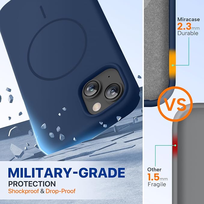 Miracase Silicone & Magnetic for iPhone 13 Case, Dark Blue | Compatible with MagSafe, Soft Microfiber Lining, Premium Silicone Cover Shockproof Drop Protection Phone Case for 13 - Image 2