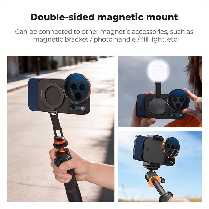 K&F CONCEPT Lens Filter Mount Adapter with 58mm CPL Filter | CPL Filter, Double-Sided Magnetic, Compatible with iPhone 17 Pro Max and 58mm Threaded Filters, FA101 - Image 4
