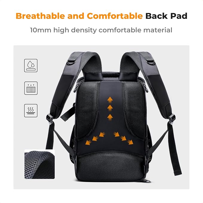 K&F CONCEPT Camera Backpack,25L Large Capacity Camera Bag for Photographers | Raincover, 15.6 Inch Laptop Compartment, Compatible for Canon/Nikon/Sony/DJI Mavic Drone, B10 - Image 4