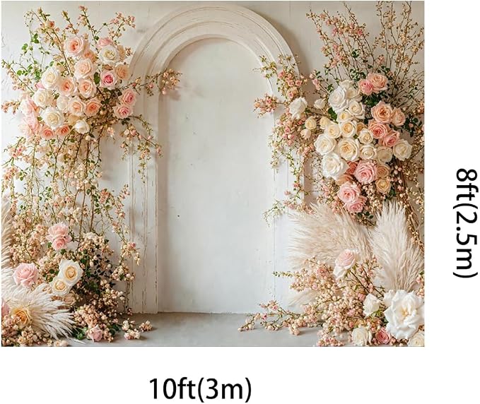 Kate 10x8ft Spring Pink Flowers Backdrops for Photography White Wall Background Children Birthday Party Decoration Backdrop - Image 2