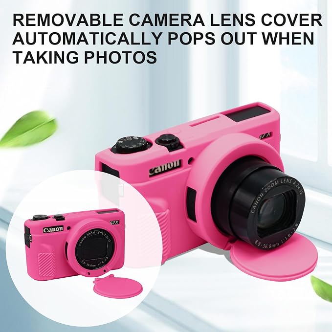 Case with Removable Lens Cover for Canon G7X Mark II/G7XII Camera(Rose) | Soft Silicone Camera Protective Case,Slim Fit,Anti-Scratch,Dustproof,Shockproof,Camera Accessories,For Travel,Daily Use - Image 5