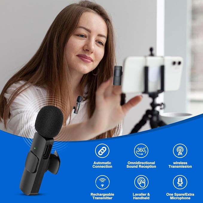 Black Swan Distributors - Wireless Lavalier Microphones (2) - with Smart Noise Cancellation & 7-Hour Battery Life - Includes Receiver & Charging Cord - Image 2