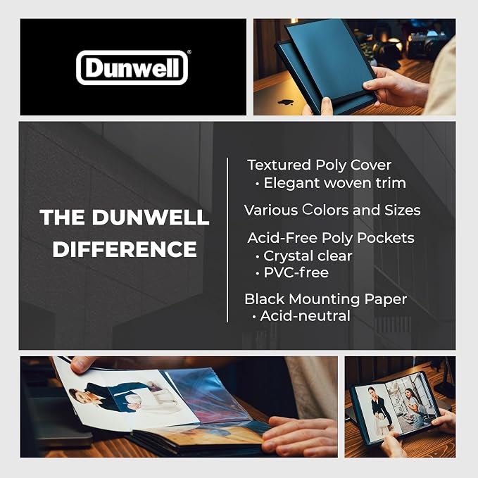 Dunwell 5x7 Photo Album & Art Portfolio Binder, 24 Sleeves, Blue 2-Pack | Displays 48 Pages, 24 Clear Sleeves, Black Mounting Paper, Organizer for 5x7 Photos - Image 8