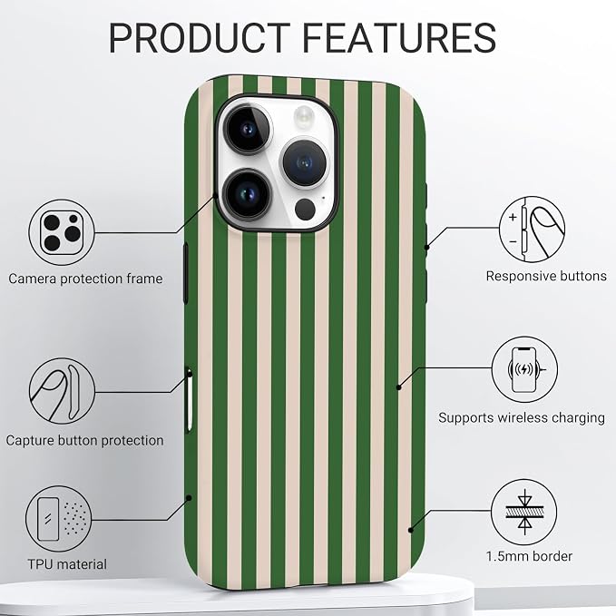 TPU Phone Case for iPhone 16 Pro Max, MagSafe Wireless Charging Compatible, Shockproof Slim Fit Protective Cover with Anti-Yellowing & Raised Camera Protection (Stripe 2, iPhone 16 Pro Max) - Image 4