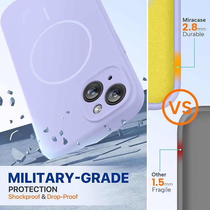 Miracase Silicone & Magnetic for iPhone 14 Case, Light Purple | Compatible with MagSafe, Soft Microfiber Lining, Premium Silicone Cover Shockproof Drop Protection Phone Case for 14 - Image 2