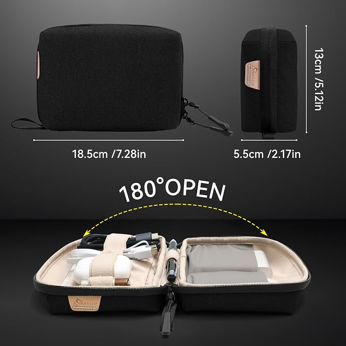 SIMTOP Small Tech Case Organizer for Cords Chargers Earbuds Travel Pouch | Small tech bag pouch for cables charger earbuds phone cords power bank soft padded case purse backpack office commute travel - Image 2