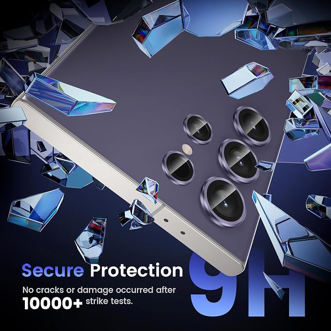 Tensea Compatible with Samsung Galaxy S24 Ultra Camera Lens Protector | 9H Tempered Glass Camera Cover Screen Protector Metal Individual Ring [Installation Tray][Case Friendly] - Image 4