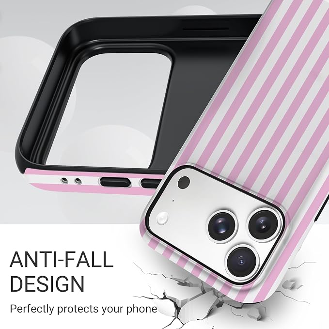 TPU Phone Case for iPhone 17 Pro Max, MagSafe Wireless Charging Compatible, Shockproof Slim Fit Protective Cover with Anti-Yellowing & Raised Camera Protection (pink stripe, iPhone 17 Pro Max(6.9")) - Image 5