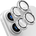 [2 Pack Bling Camera Lens Screen Protector for iPhone 17 with 9H Tempered Glass Aviation Aluminum Plate Cover Metal Ring,Night Circle,No Bubble,HD Clarity,Easy Installation-Glitter Silver by Uniwit