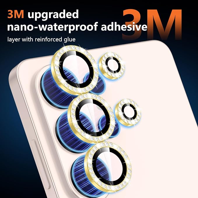 for Samsung Galaxy S26 Ultra Camera Lens Protector, Individual Metal Ring Tempered Glass Lens Cover, [Strong Adsorption] Scratch Resistant Ultra-Thin HD Clear Lens Cover, 1 Set-Gold Diamond - Image 4