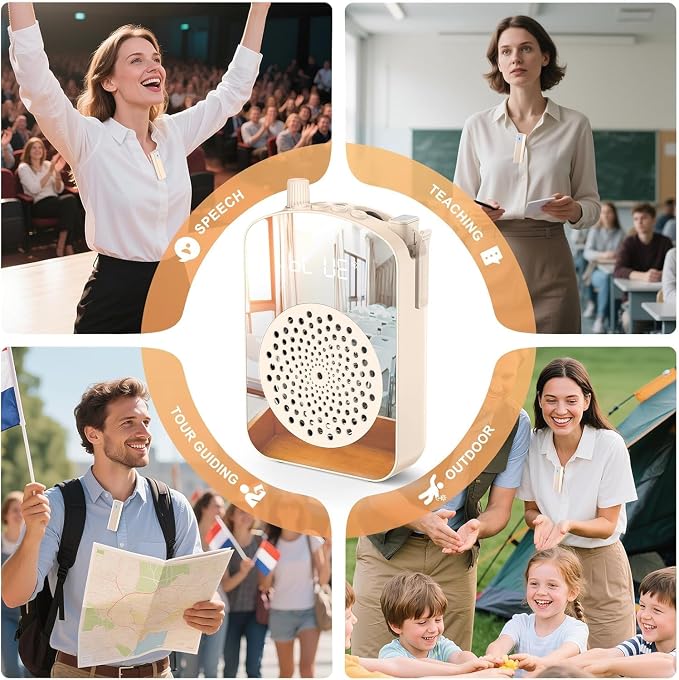 PRUNUS A10 Voice Amplifier Wireless with Lavalier Microphone | Charging &Storage,Portable Voice Amplifier with Laple Mic Speaker,Mini Voice Amplifier for Classroom,Speech,Training Outdoor - Image 8