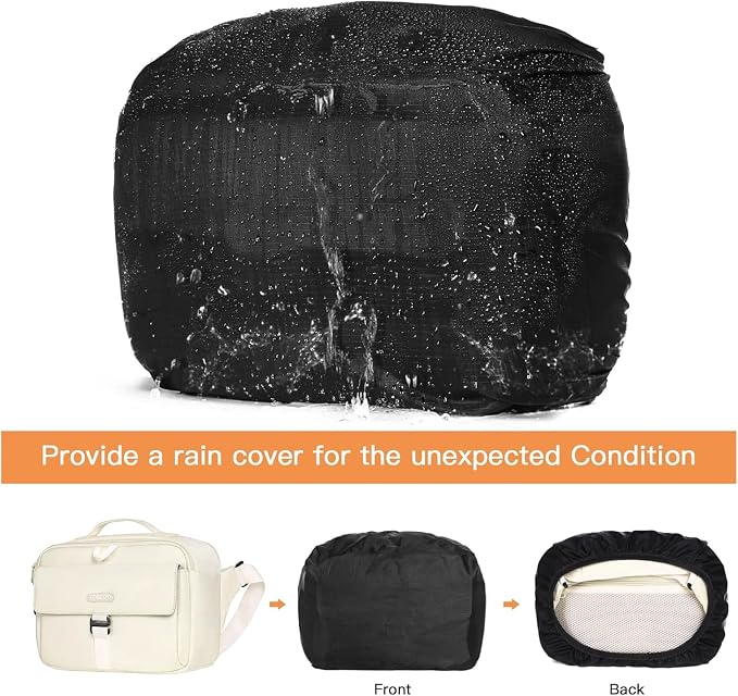 MOSISO Camera Shoulder Bag Camera Case Crossbody Sling Purse, Beige | DSLR/SLR/Mirrorless Compact Padded Photography Handbag with Rain Cover Compatible with Canon/Nikon/Sony Cameras and Lenses - Image 5