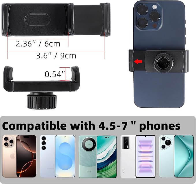 Mic Stand Phone Holder, Flexible Phone Mount with 7.9" Removable Gooseneck for Microphone Music Stand, 360°Adjustable Phone Holder for iPhone 16 Pro Max, 15 Plus, All Smartphones - Image 5