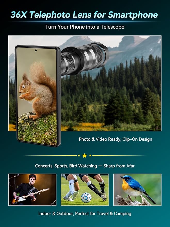APEXEL 36x Telephoto Lens Compatible with Samsung Galaxy S25 Ultra | Photography for Travel, Birdwatching, Exploration | Kit with Sturdy Metal Tripod and Threaded Phone Case - Image 5