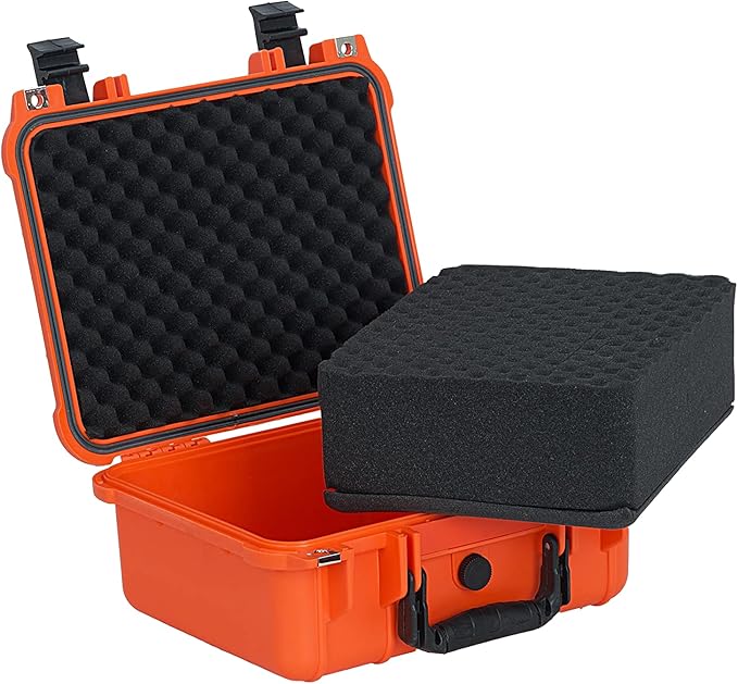 MEIJIA All Weather IP67 Waterproof Hard Camera Case,Hard Protective Case,Hard Case with Customizable Foam,Fit Use of Drones,Camera,Equipments,Pistols(Orange,13.35 x11.63x5.98inches) - Image 4