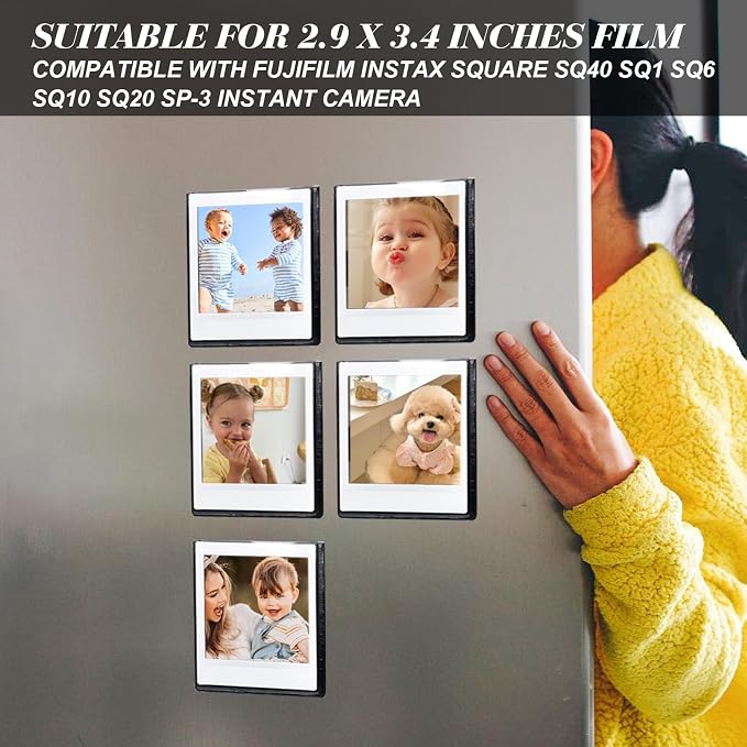 WOGOAZN Magnetic Picture Frame for Fujifilm Instax Square Instant Camera | Square Magnetic Photo Frames for Instax Square SQ40/10/20 Instant Camera 2.9x3.4 Inch Films, frame for fridge, Black, 30 Pack - Image 2