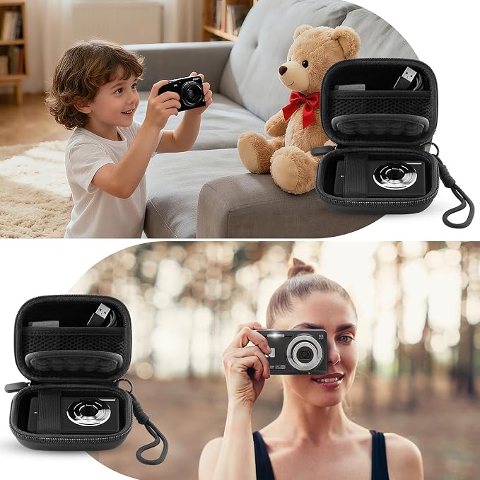 Camera Case for Digital Camera CAMKORY DC403 FHD 1080P/ KODAK PIXPRO FZ55/ FZ45, Small Travel Compact Camera Holder with Mesh Pocket for Accessories SD Card (Black) - Image 6