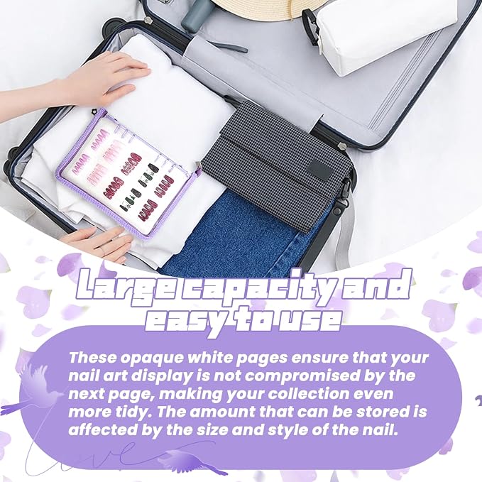 Press on nail storage Nail Storage Book - Portable Versatile Organizer for Press - On Nails, Jewelry and More with 90 Pcs Adhesive Double Sided Tape Purple - Image 5