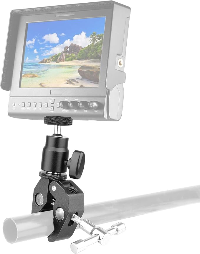 Ball Head Shoe Mount Camera Ball Mount Clamp w/ 1/4"-20 Tripod head Hot Shoe Adapter and Cool Super Clamp - Image 4