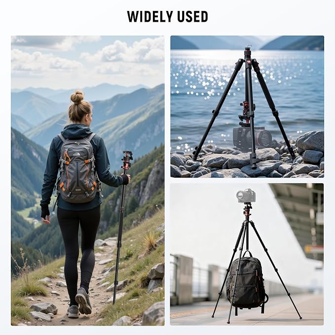 NEEWER Basics 70.9" Camera Tripod Monopod w Center Column/Ball Head, TP16 | Quick Release, Overhead DSLR Cell Phone Holder Stand, Compatible with iPhone, Travel, Video Recording, 17.6 Lb Max Load - Image 6