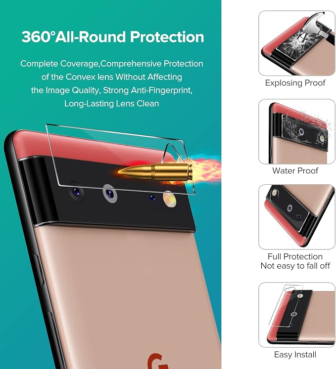 ivoler Screen Protector for Google Pixel 6 6.4" Tempered Glass 6-Pack | [Fingerprint Unlock Compatible], 9H Hardness, Bubble Free, Easy Install Frame for Pixel 6 6.4 inch - Image 7
