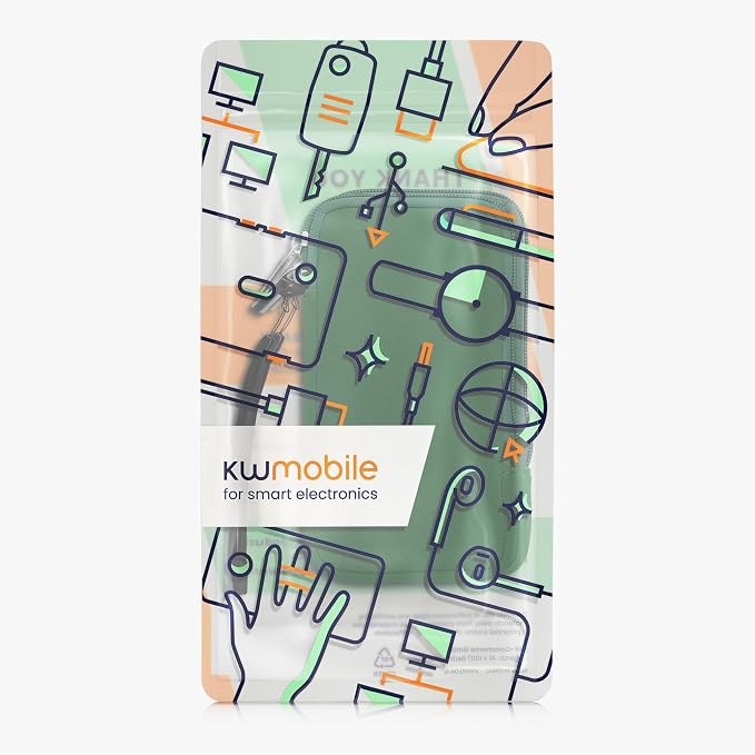 kwmobile Universal Phone Pouch Size XL - 6.7/6.8" - Neoprene Smartphone Pouch with Zip - Water-Repellent Mobile Phone Case - Sleeve in Moss Green - Image 7