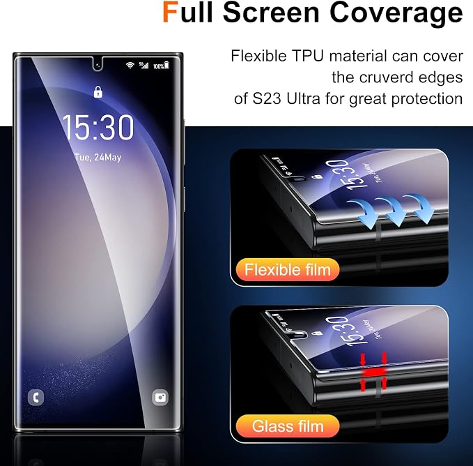 UniqueMe 2+2+1 Pack for Samsung Galaxy S23 Ultra Screen Protector 6.8 inch | Flexible TPU, Camera Lens Protector, Installation Frame, 24h Scratch Self-Healing - Image 2