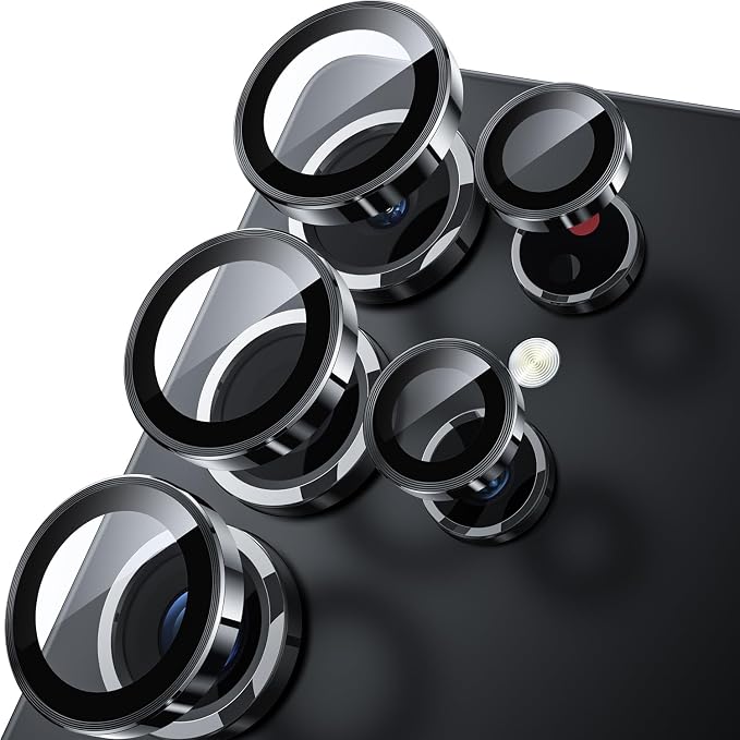 WSKEN for Samsung Galaxy S25 Ultra Camera Lens Protector - Ultra Thin | Case Friendly, 9H Shatterproof Tempered Glass, Anti Scratch Metal Circle, Camera Screen Protector Cover Accessories, Black by SmartProtectionGreenerFuture