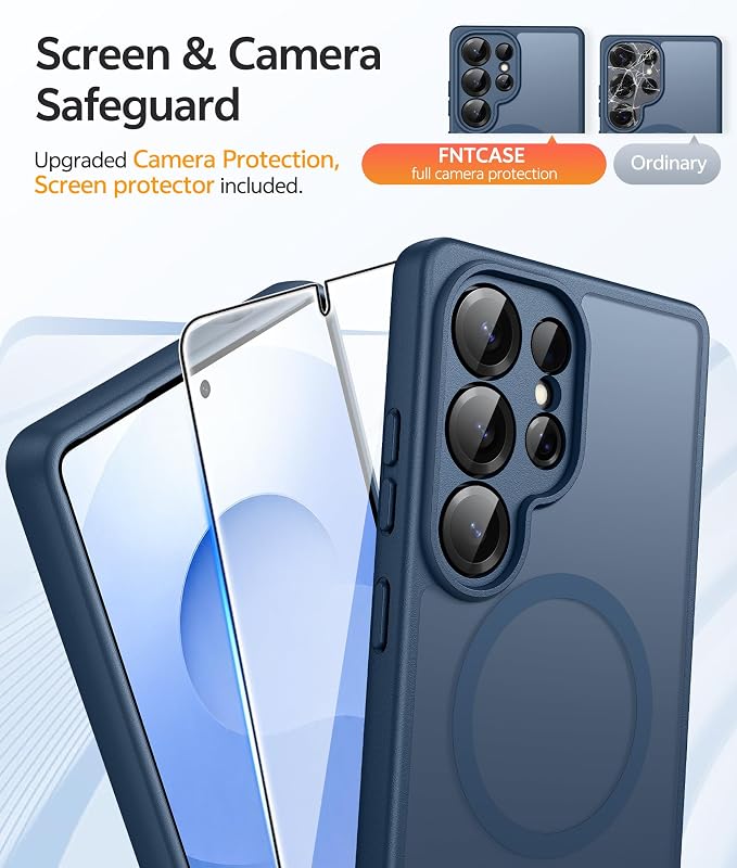 FNTCASE for Samsung Galaxy S25 Ultra Case, Compatible with Magsafe Blue | Screen Protector, Full Camera Protection, Translucent Matte, 14FT Military Grade Drop Proof, Protective Phone Cover - Image 4