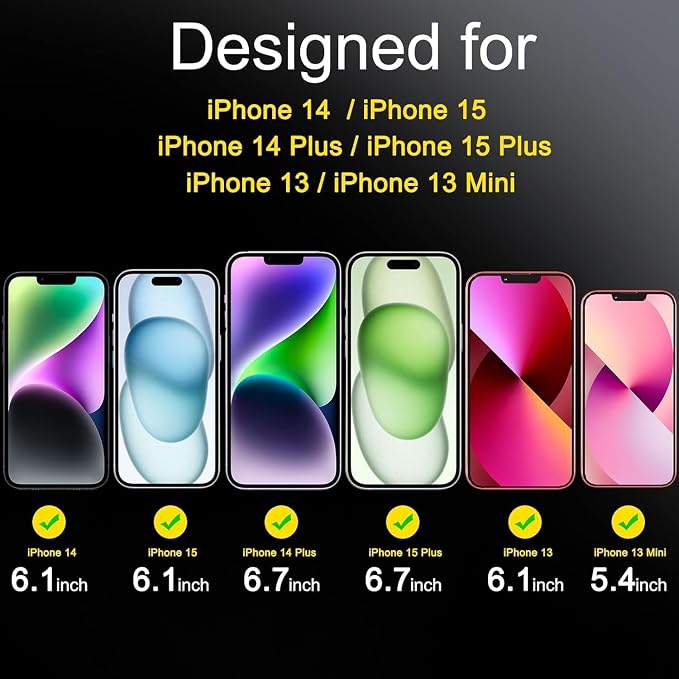 Ferilinso Camera Lens Protector for iPhone 14/15/14 Plus/15 Plus/13/13 Mini | 6 Pack, 9H+ Tempered Glass, Military-Grade Shatterproof Camera Cover, Case Friendly, HD, No Flash Glare for Night Shooting - Image 2