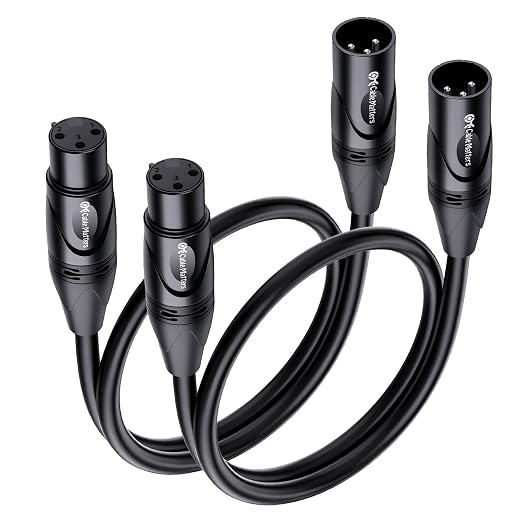 Cable Matters 2-Pack Premium XLR to XLR Cable, Microphone Cable, M-F, 1ft | Mic Cable, Male to Female, 21 AWG Oxygen-Free Copper (OFC), Black by CableMatters