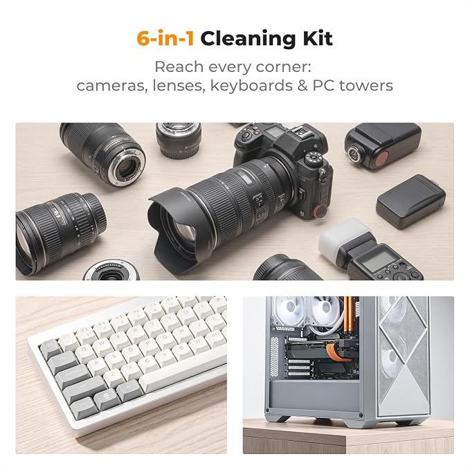 K&F CONCEPT 6-in-1 Keyboard Cleaning Brush Kit for Camera, Lens, PC,Pink | Soft Bristles, Easy to Clean, Includes 4 Brush Sizes for Precise, Scratch-Safe Cleaning of Various Devices,MK11 - Image 2
