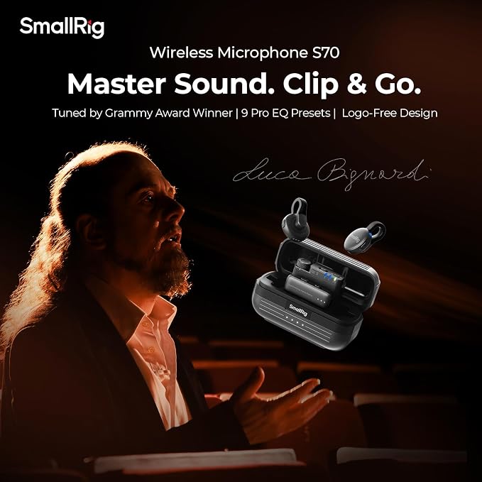 SmallRig S70 Wireless Mic (2 TX + 2 RX + Charging Case), Mini Lavalier Microphone for Phone/Camera Content Creation, Noise Cancelling for Vlog/TikTok/Interview etc. (Black) - Image 3