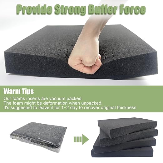 LAFENLIN Pick & Pluck Foam 4Pack for Gun Cases,16x12x2" Customizable Insert | High-density closed-cell polyethylene, pre-scored for easy customization.Protects firearms, electronics, tools & collectibles - Image 4