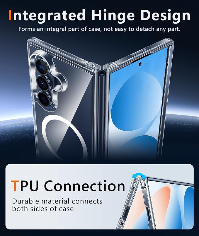 FNTCASE for Samsung Galaxy Z Fold 8 Ultra / Z Fold 7 Case, Fit for Magsafe | Screen Protector, Clear Anti Yellowing, 18FT Military Grade Drop Protection, Shockproof Protective Phone Cover, Transparent - Image 3