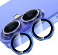 YWXTW for iPhone 16/iPhone 16 Plus Camera Lens Protector, Individual Anti Scratch Metal Ring Tempered Glass Camera Screen Protector for iPhone 16 Accessories, Case Friendly (Ultramarine) by YWXTW