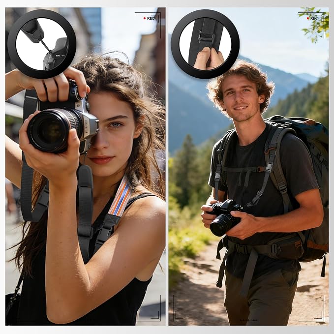 YFWE Adjustable Camera Neck Strap, Vintage Woven Shoulder & Crossbody Camera Strap with 4 Connection Ways, Anti-Slip Camera Strap for DSLR, Mirrorless & Camcorder, Travel & Outdoor Photography Gear - Image 2