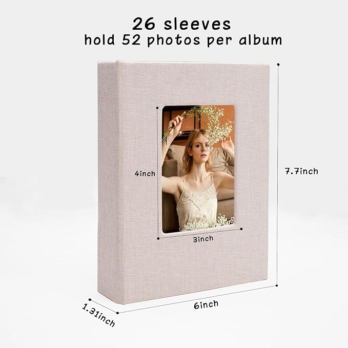 Small Photo Album 5x7, Pack of 2 Linen Picture Book, Each Mini 26-Page Album Holds 52 Photos, Art Presentation Folder for Postcards & Picture Storage - Image 5