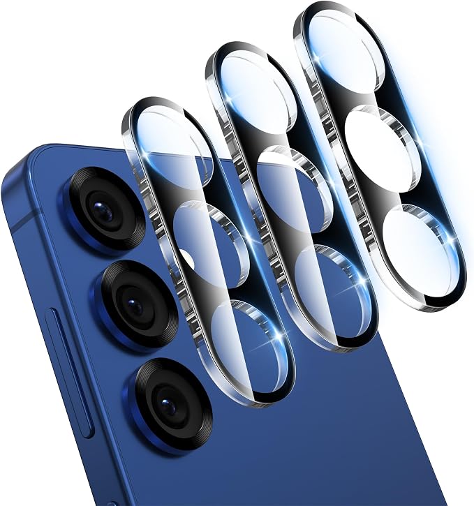YWXTW 3 Pack Camera Lens Protector for Samsung Galaxy S26 6.3 Inch, 9H Tempered Glass Ultra HD [No Impact on Night Shots] S26 Lens Protector, Anti-Scratch No Bubbles by YWXTW