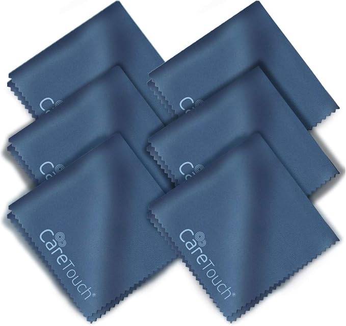 Care Touch Microfiber Cleaning Cloths, 6 Pack - Cleans Glasses, Lenses, Phones, Screens, Other Delicate Surfaces - Large Lint Free Microfiber Cloths - Eye Glass Clean Cloths - 6" x 7" (Navy Blue) by CareTouch